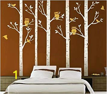 Bird and Owl Tree Wall Mural Set Designyours 5 Big Birch Tree Decal with Owl Birds Wall Stickers Tree Nursery Tree Wall Decals Vinyl Tree Wall Decal