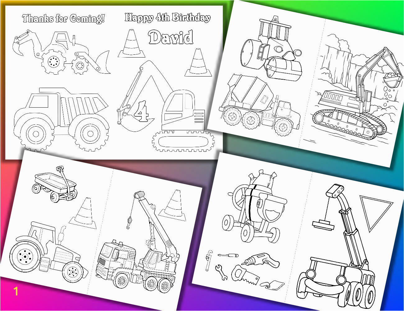 Birthday Party Coloring Pages for Kids Construction Birthday Party Coloring Book Construction Activity Book Pdf File