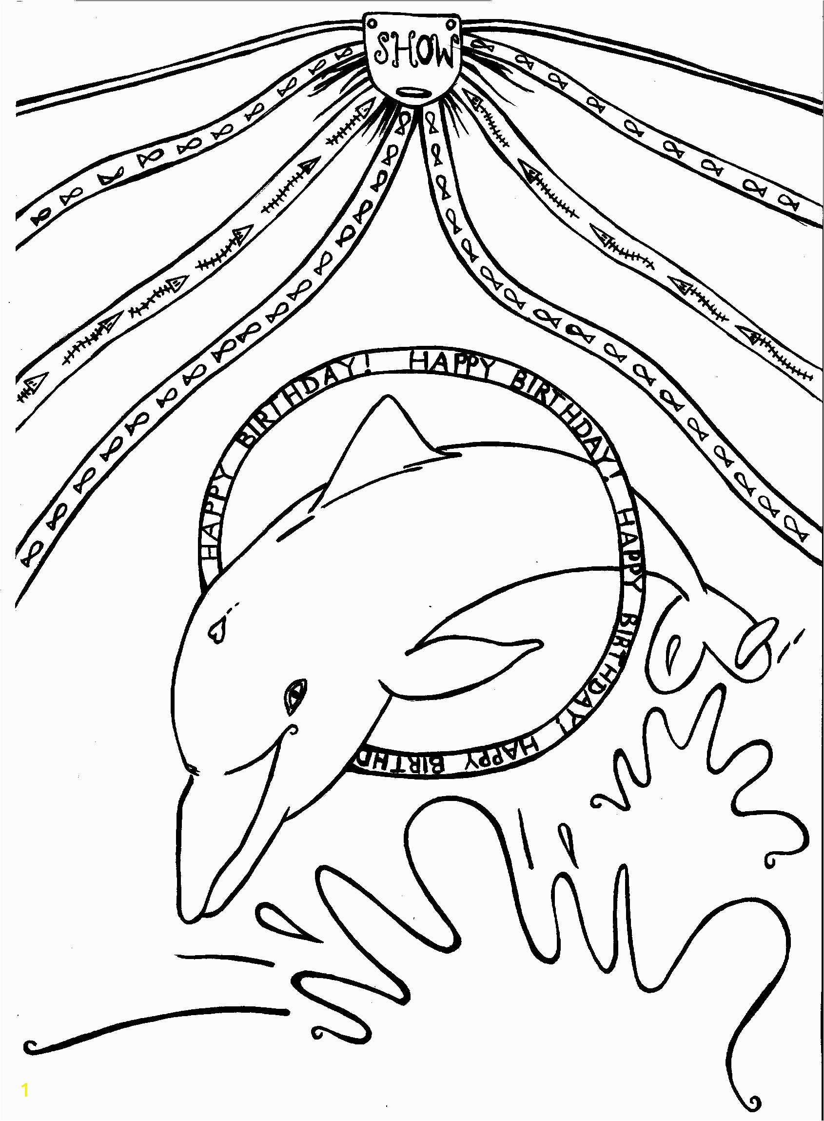 Birthday Party Coloring Pages for Kids Dolphin Coloring Pages for Happy Birthday Coloring Pages