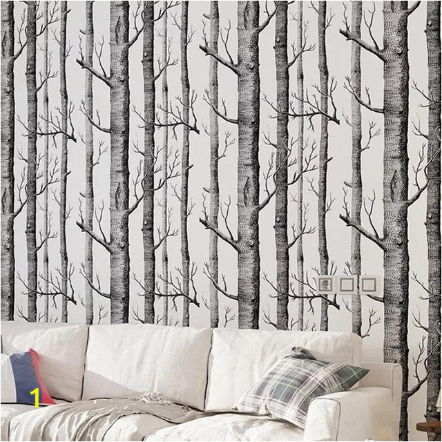 Black White Birch Tree Wallpaper For Bedroom Modern Design Living Room Wall Paper Roll Rustic Forest 640x640