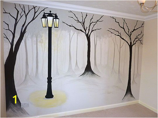 Black and White Tree Wall Mural Joanna Perry Murals Misty Tree Mural