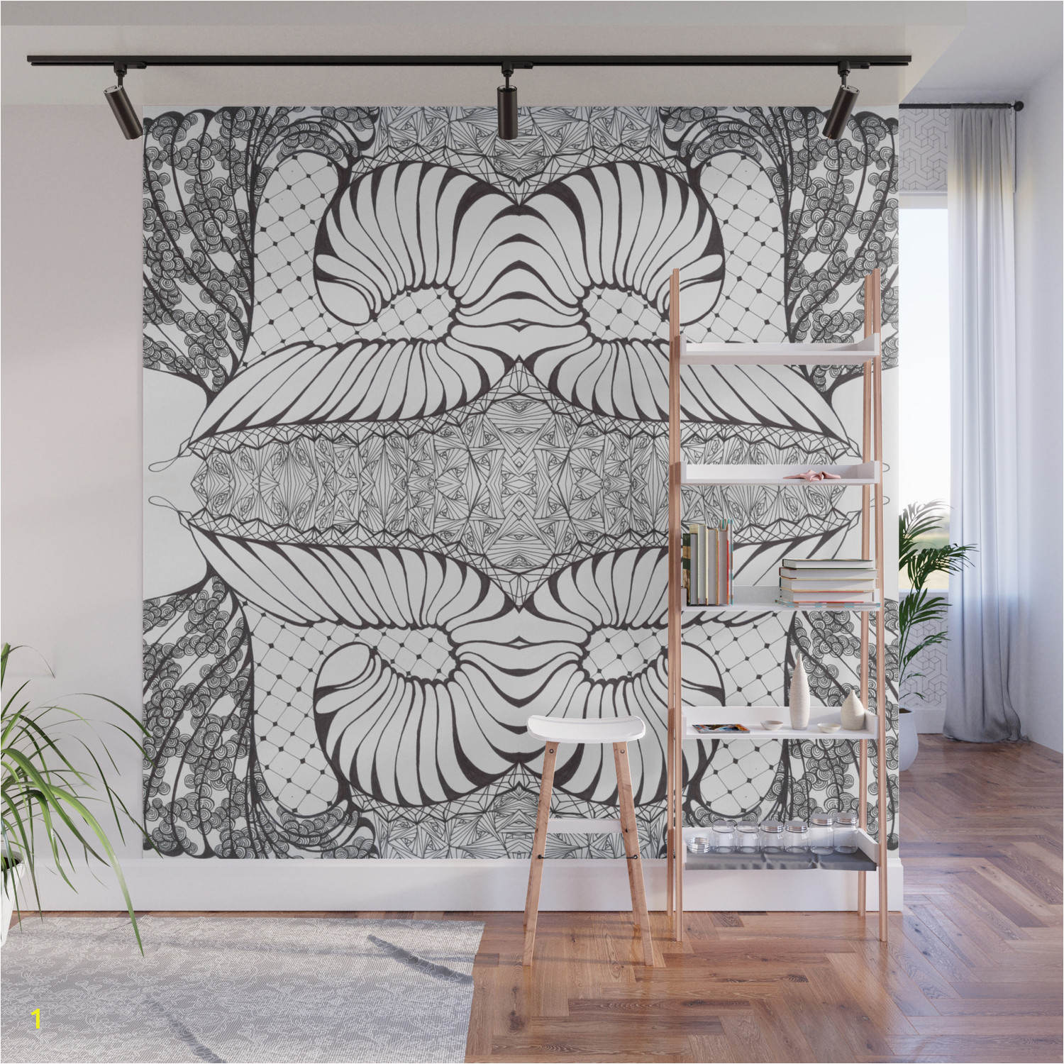Black and White Wall Murals for Cheap Black and White Zen Doodle Wall Mural