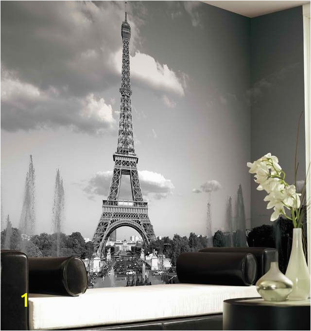 Black and White Wall Murals Of Paris Eiffel tower Mural Wallpaper Black and White