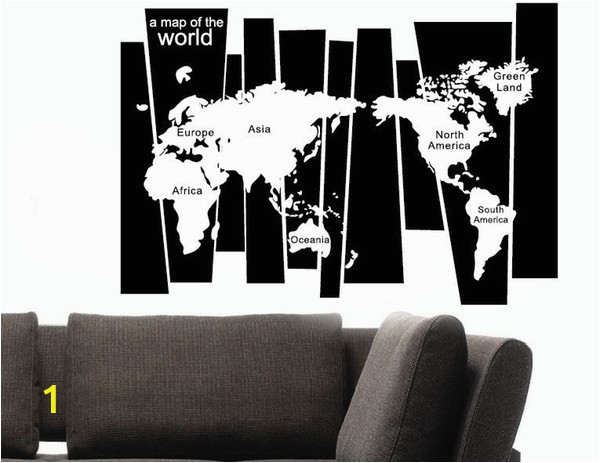 Black Art Wall Murals 105 75cm Map Wall Sticker Murals Pvc A Map World Lettered Wall Art Decals for Living Room Study and Fice Decoration Removable Black Wall