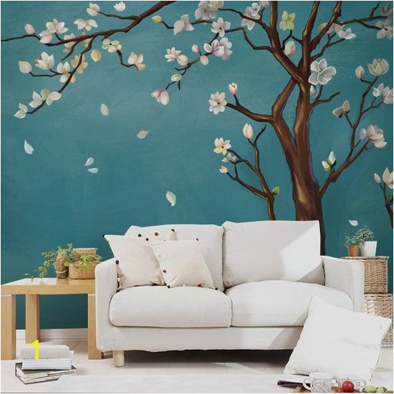 Blossom Tree Wall Mural Hand Painted E Magnolia Tree Flowers Tree