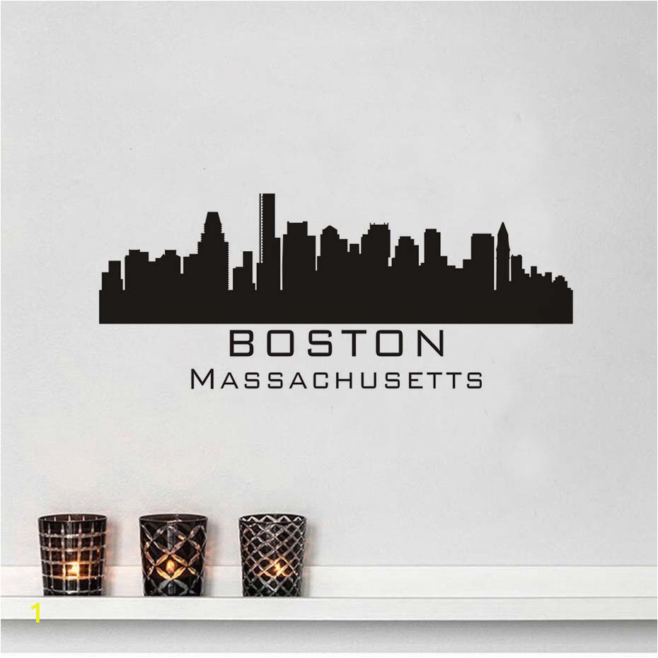 Boston Skyline Wall Decal Diy Removable Art Wall Sticker Mural Silhouette Design House Decoration For Living