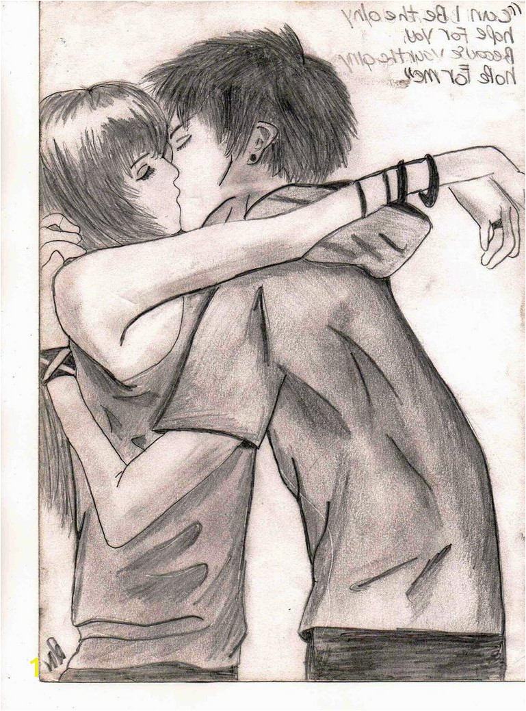 boy and girl kissing drawing 2