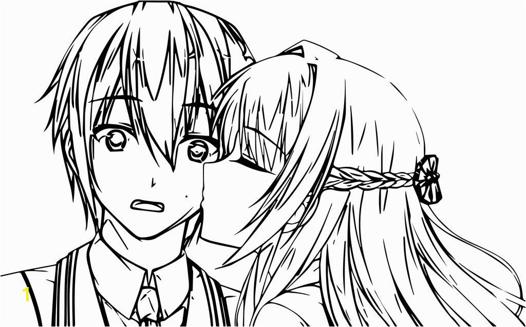 Boy And Girl Kissing Coloring Pages ing Anime
