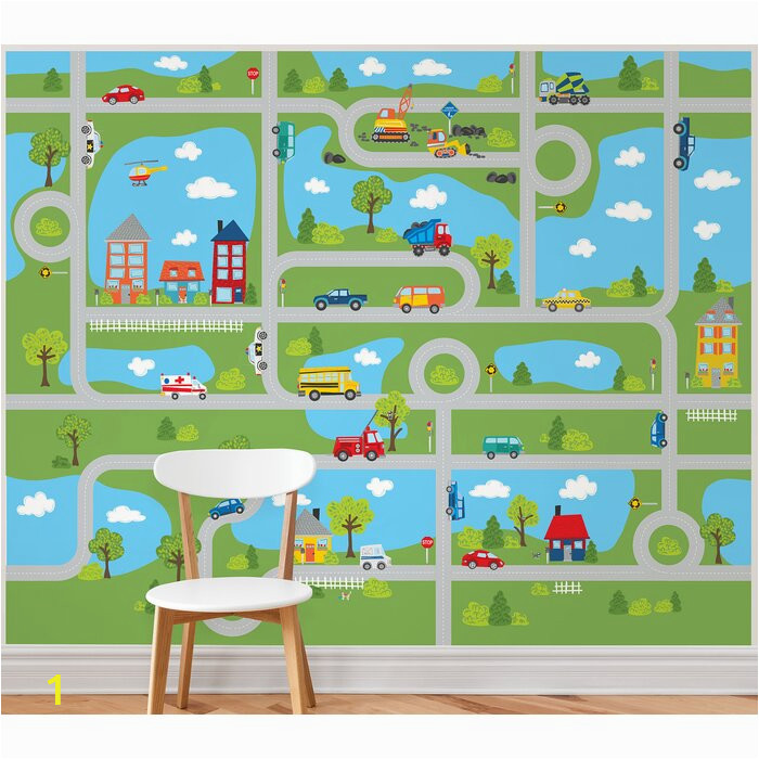 Brewster Home Fashions Wall Mural Tyngsborough Road Map Peel and Stick 9 83 L X 94" W Wall Mural