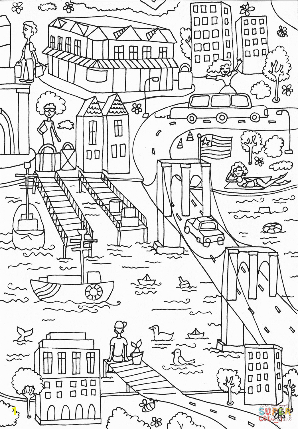brooklyn bridge coloring page