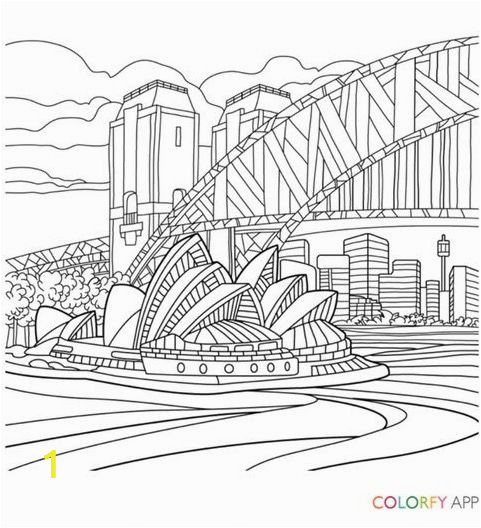 Bridge Coloring Pages for Kids Sydney Opera House and Harbour Bridge Coloring Page