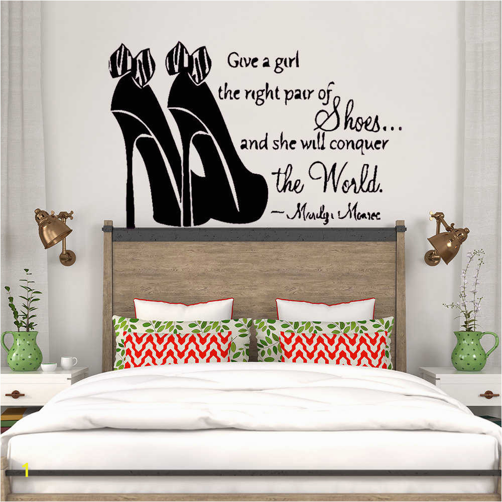 Butterfly High Heel Shoe Mural Vinyl Wall Art Black Art Bedroom Wall Sticker Words Inspirational Quote Merlin Monroe Shoes Fashion Home Decor Vinyl Decal Girl Room Mural New Lc068