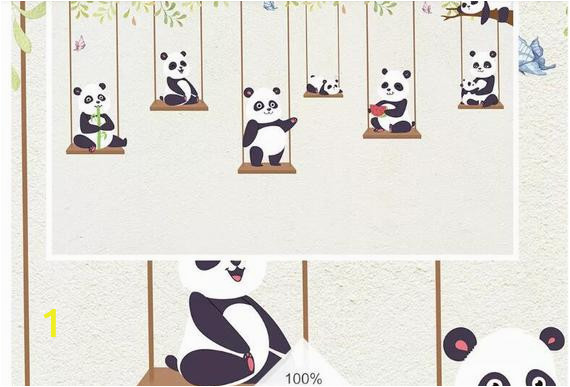 Care Bears Wall Mural nordischen Einfache Cartoon Panda Kinderzimmer Tapete Wand Wandbild Schaukel Schöne Pandas Fototapeten Hängenden Schaukel Pandas Kinder Kinder Wand