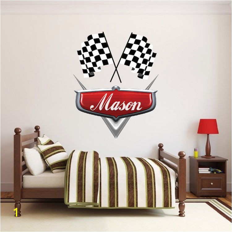 Cars themed Wall Murals Personalized Boys Race Car Name Decal