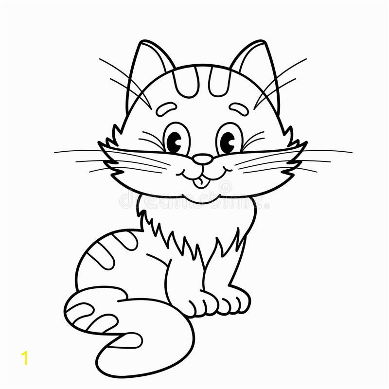 coloring page outline cartoon fluffy cat coloring book kids