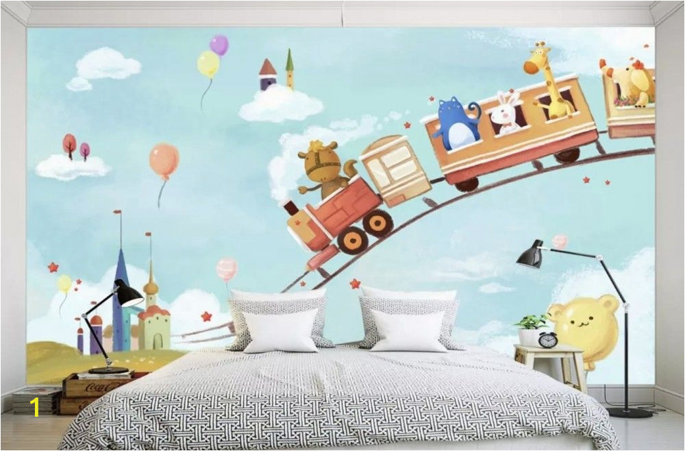 Cartoon Murals On the Wall Cartoon Animals In the Amusement Park Wallpaper Mural