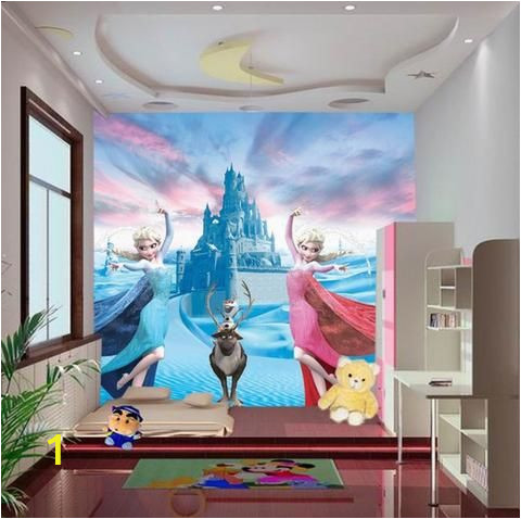 Castle Wall Art Mural Custom 3d Elsa Frozen Cartoon Wallpaper for Walls Kids Room