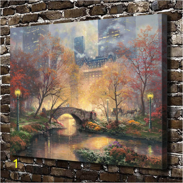 Central Park Wall Mural 2019 Thomas Kinkade Central Park In He Fall Canvas Prints Wall Art Oil Painting Home Decorunframed Framed From Q $5 98