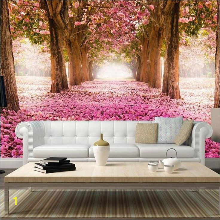 Cherry Blossom Mural On Walls Trees Removable Wallpaper Pink Cherry Blossom Trees