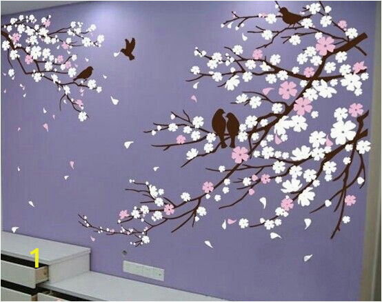 Cherry Blossom Mural On Walls Wall Art Cherry Blossom Mural On Walls Wall Art