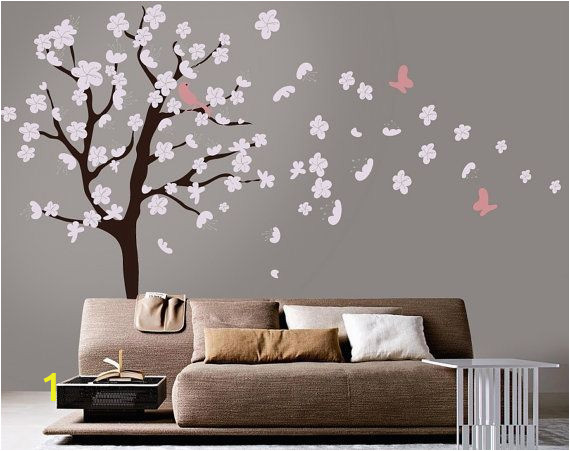 Cherry Blossom Wall Mural Stencil Tree Wall Decal White Cherry Blossom Wall Decal Cherry