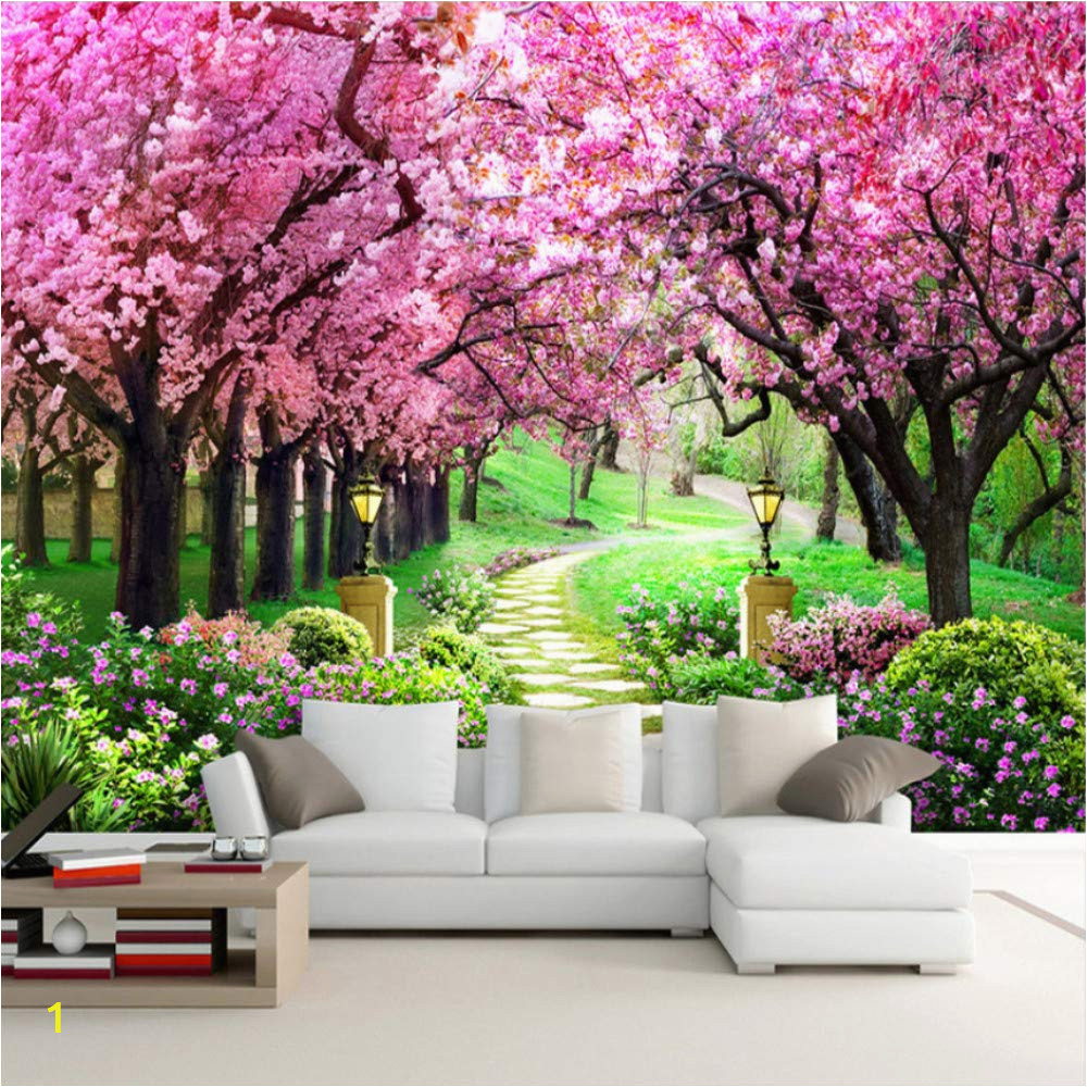 Cherry Tree Wall Mural Amazon Hwhz Customized Size 3d Wallpaper Cherry Tree