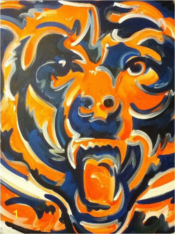 Chicago Blackhawks Wall Mural Chicago Bears Painting by Justin Patten Sports Art by