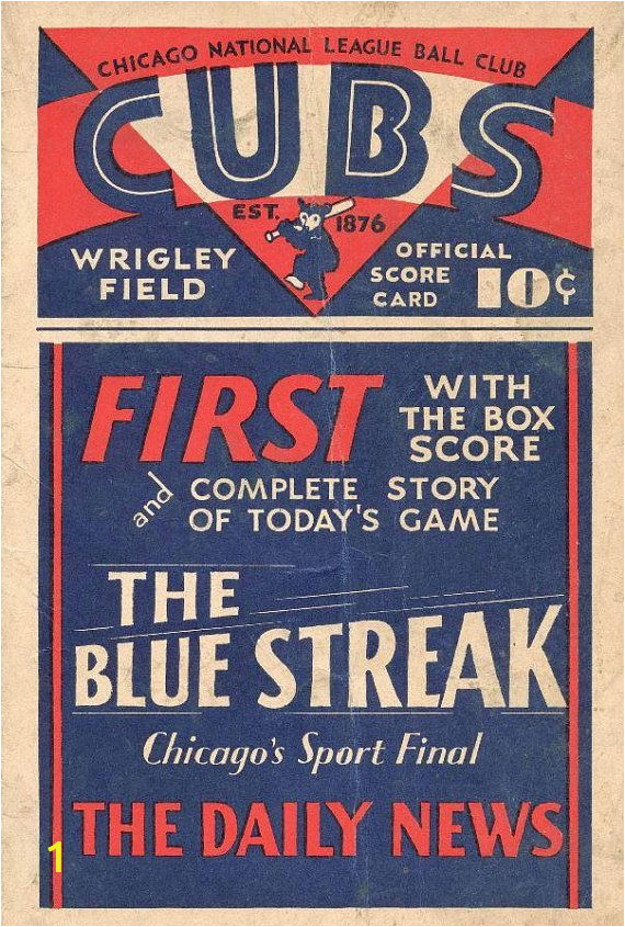 Chicago Cubs Wall Murals Chicago Cubs 1933 Print Vintage Baseball Poster Retro