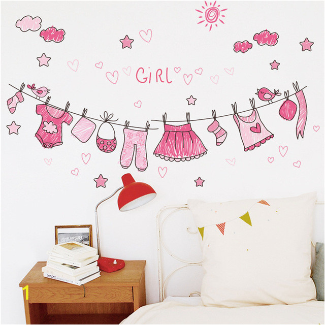 Childrens Wall Mural Decals Us $2 6 Off Bathroom Clothes Wall Stickers Nursery Girls Bedroom Wall Decals Home Decor Poster Mural Kids T In Wall Stickers From Home & Garden