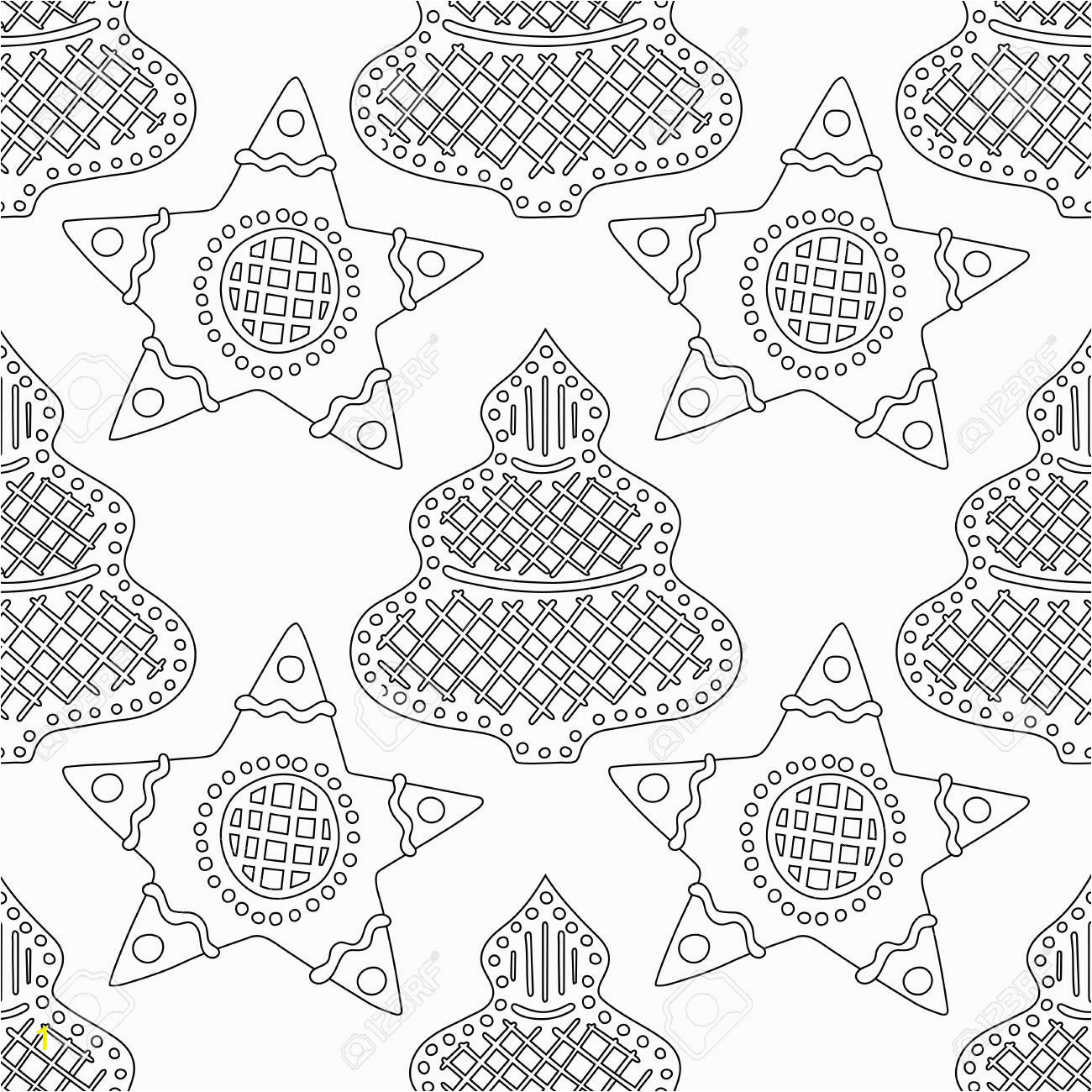 gingerbread black and white illustration for coloring book or page christmas and holiday background