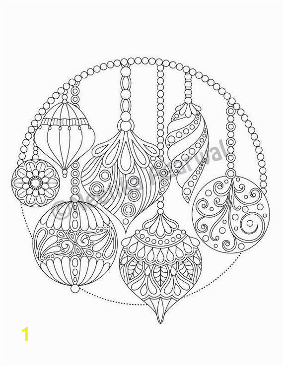 Christmas ornaments Coloring Pages Printable Christmas Hanging ornaments Adult Coloring Page