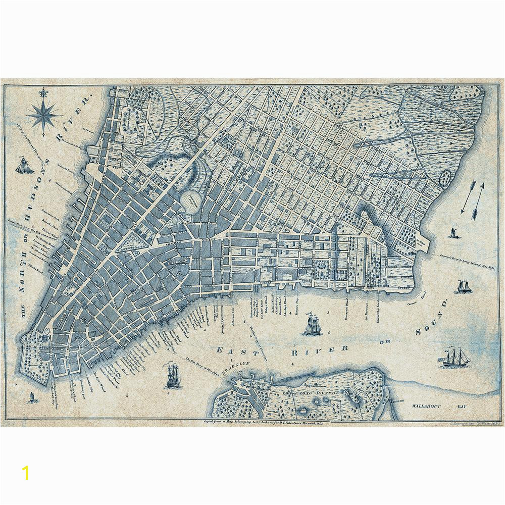 City Map Wall Mural Old Vintage City Map New York Wall Mural