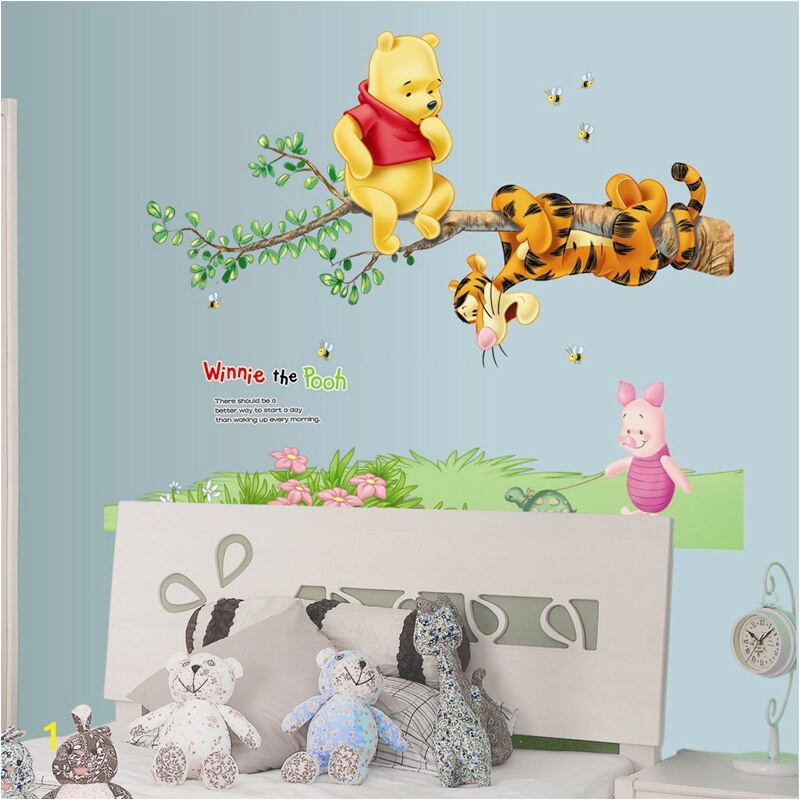 Winnie The Pooh Tiger Rabbit Wall Stickers For Kids Room Decoration Cartoon Animals Wall Decals Art