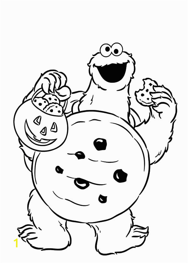 Trick or Treat Cookie Monster Coloring Pages