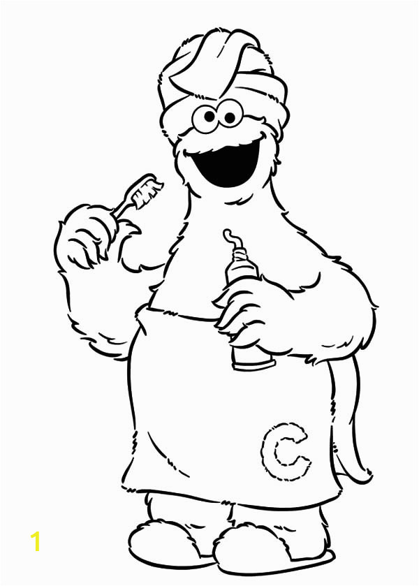 Cookie Monster is Going to Bath Coloring Pages