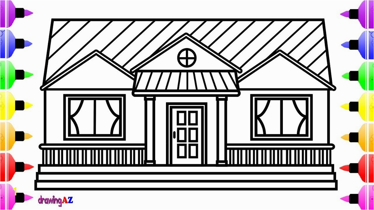 Coloring Pages Of Living Room How to Draw A House for Kids