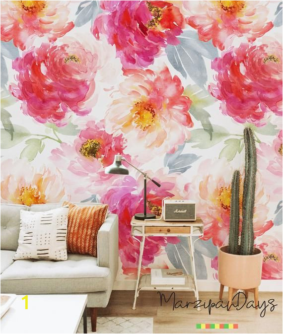 Contemporary Wall Decals Murals Boho Wallpaper Boho Flowers Peony Wallpaper Peonies Wall