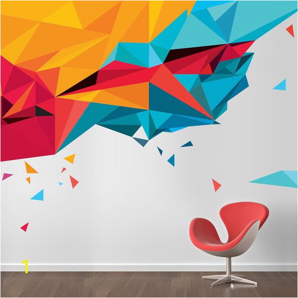 Cool Office Wall Murals Abstract Triangles