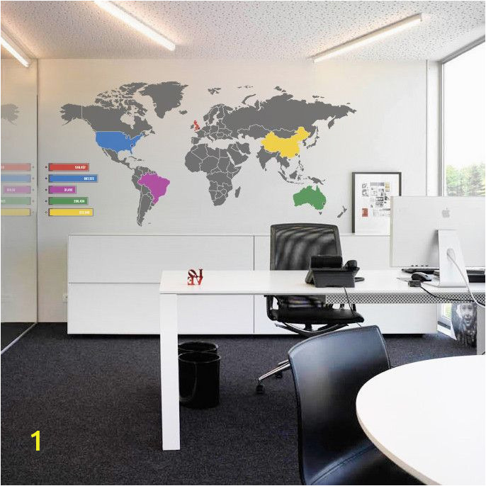 Corporate Office Wall Murals World Map Infographic Wall Sticker