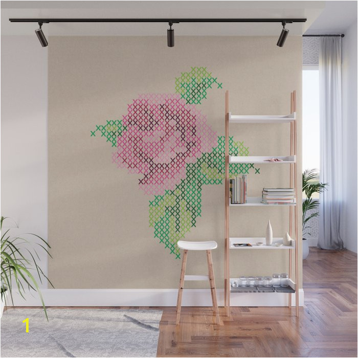 rose cross stitch wall murals