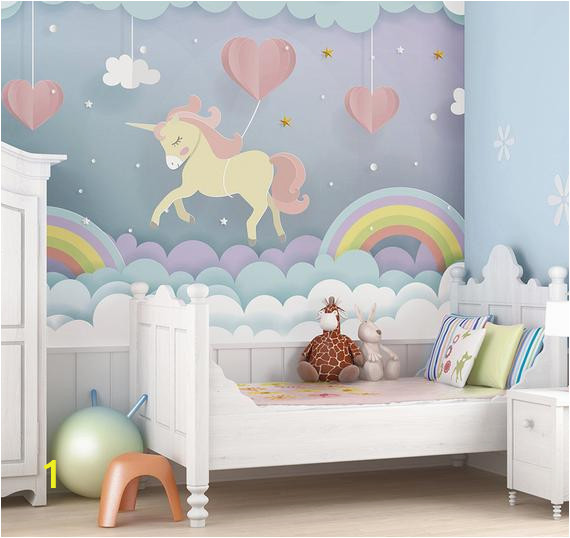 Custom Map Wall Murals by Wallpapered Pink Unicorn Rainbow Nursery Wallpaper Mural I Believe In Unicorns Girls Playroom Wall Covering I Love Unicorns Wallpaper