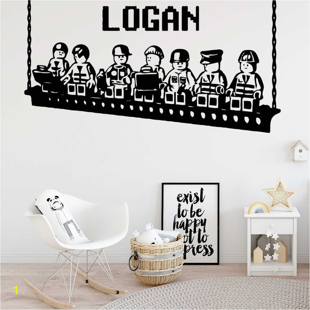 Custom Name Lego Swing Vinyl Wallpaper Wall Stickers Decoration Kids Rooms Bedroom Wall Decals Murals muursticker q50