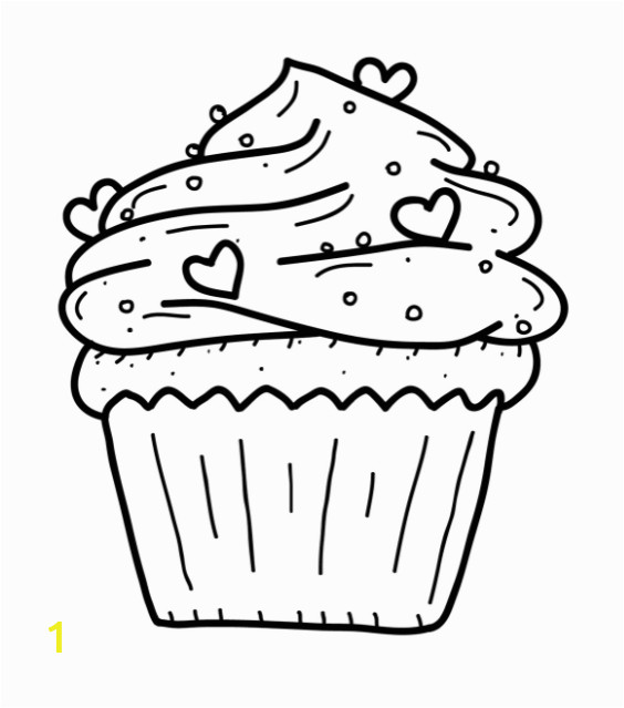 Cute Cupcake Coloring Pages Icolor "cupcakes" Cupcake with Sprinkles & Tiny Hearts 564