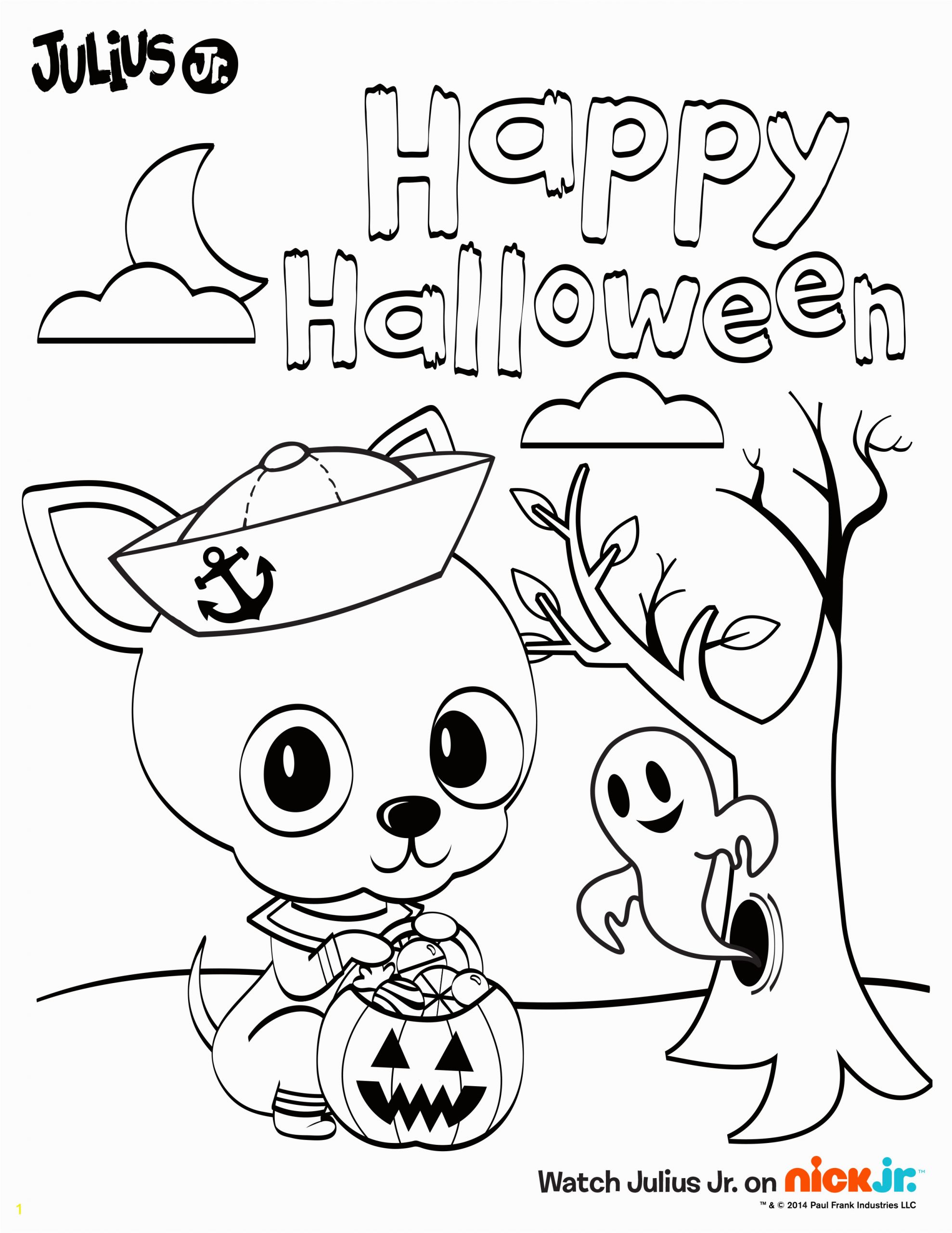 74 Cartoon Cute Halloween Coloring Pages for Kindergarten