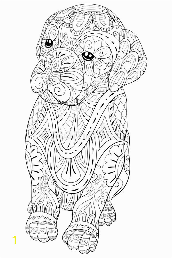 adult coloring page cute little isolated dog relaxing zen art style illustration cute little dog coloring relaxing