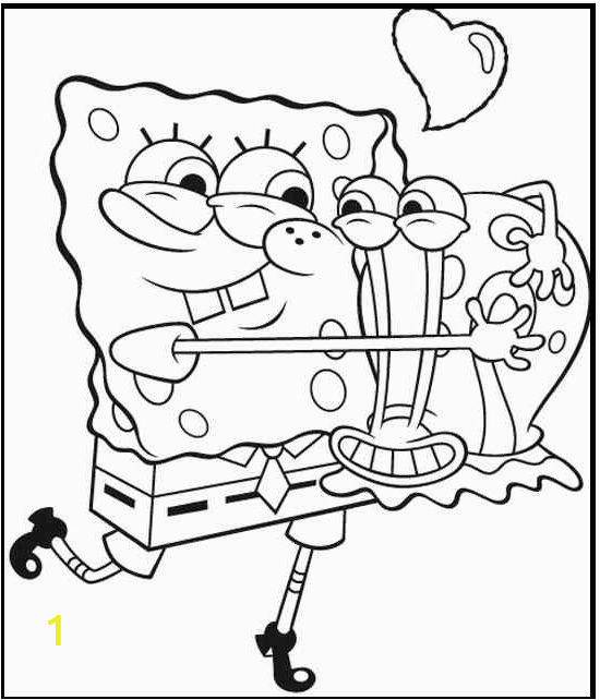 Cute Spongebob Coloring Pages Spongebob Very Loving Gary Coloring Picture for Kids