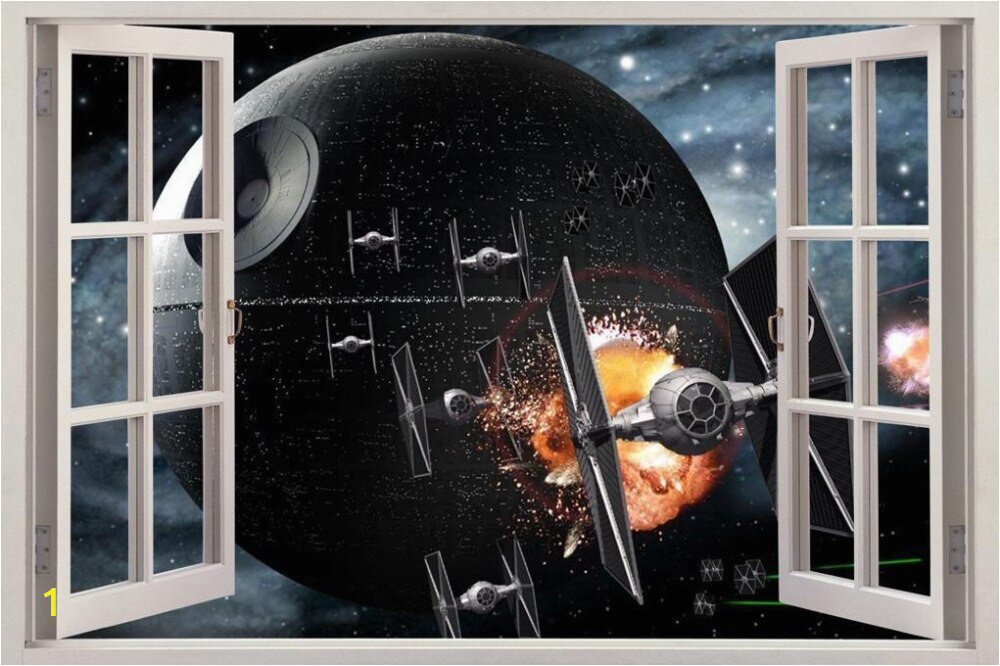 Star Wars DEATH STAR 3D Okno Zobacz Kalkomania CIENNA NAKLEJKA Home Decor Art Mural