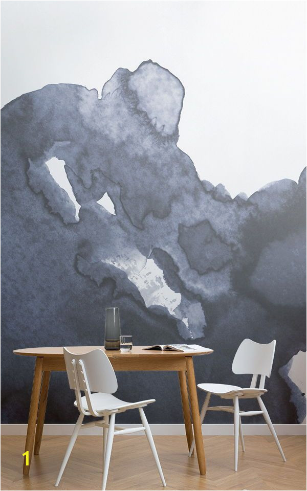 Deep Blue Clouded Marble Wall Mural Blue Waves Wallpaper