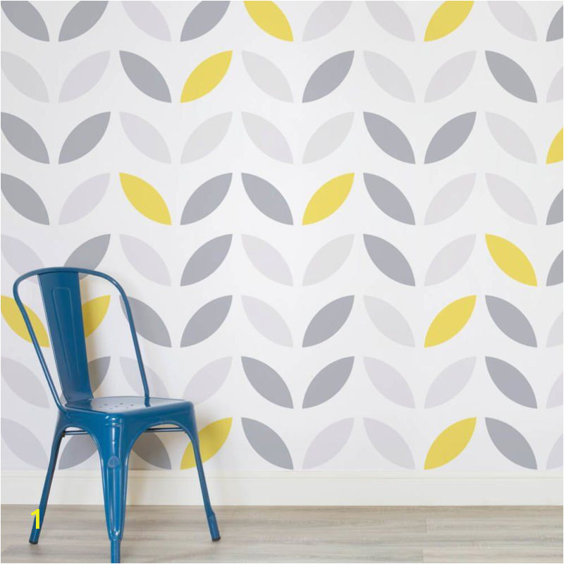 Designer Wall Murals Uk Yellow and Grey Abstract Flower Pattern Design Square Wall