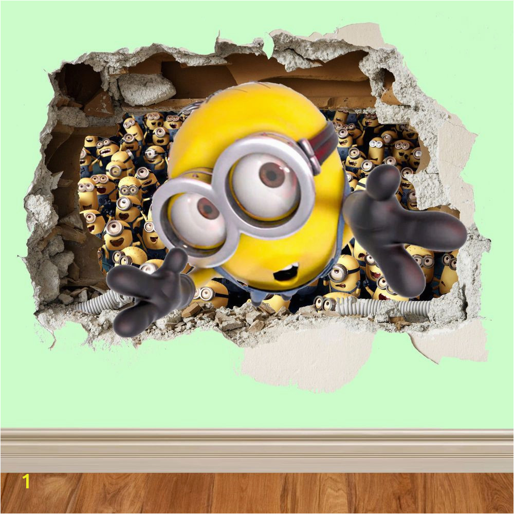 Despicable Me Wall Mural Minions Wall Smash Despicable Me Wall Sticker Kids Childrens